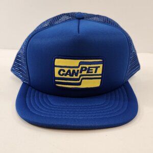 Can-Pet Embroidered Patch Blue Trucker Hat Snapback Cap Mesh 1980s Canada